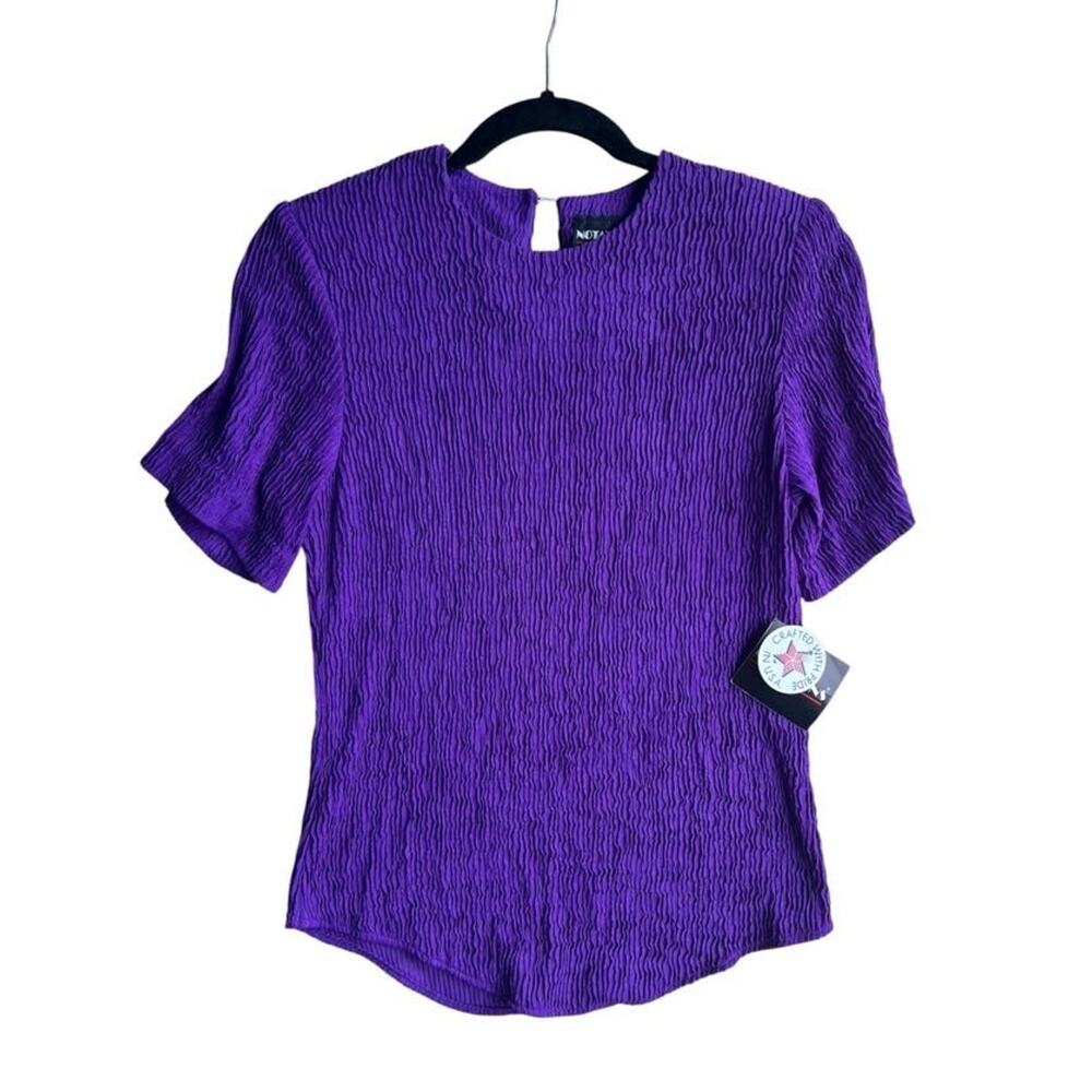 Vintage Notations Women's Crepe Crinkle Top Purple Size MP Medium Petites NEW
